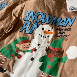 SET OF 2 H & M "SNOWMAN FUN" TODDLER SHIRTS 2-4Y NWT